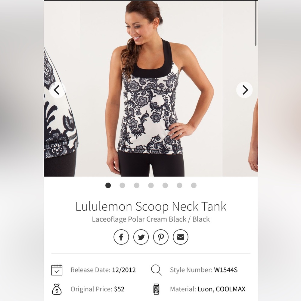 Lululemon Laceoflage Polar Cream Black Scoop Racerback